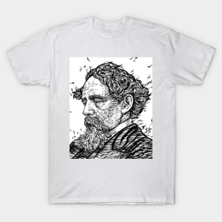 CHARLES DICKENS - ink portrait .2 T-Shirt